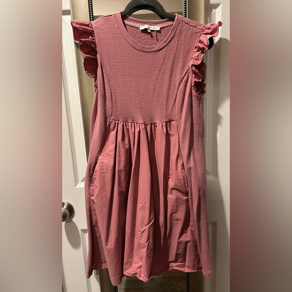 English Factory Mauve Ruffle Sleeve Midi Dress